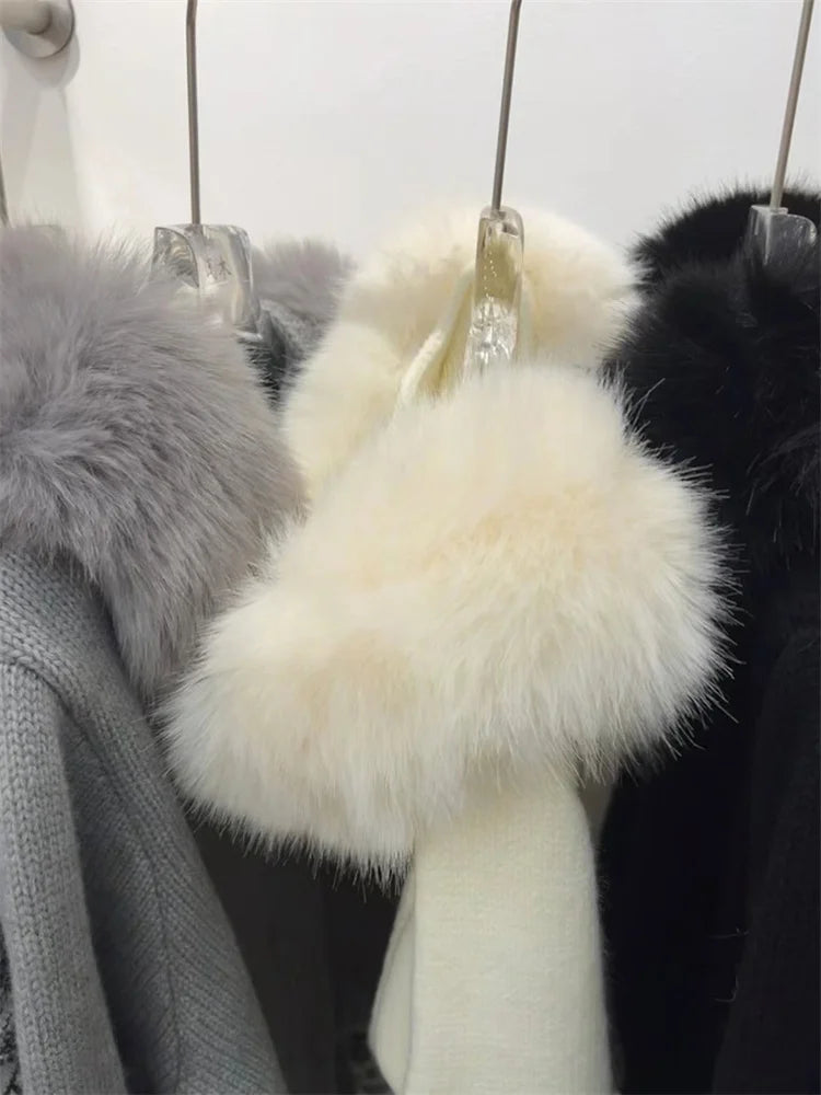 Fluffy Polyester Hooded Jacket Chicchar Fashion