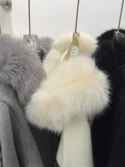 Fluffy Polyester Hooded Jacket Chicchar Fashion