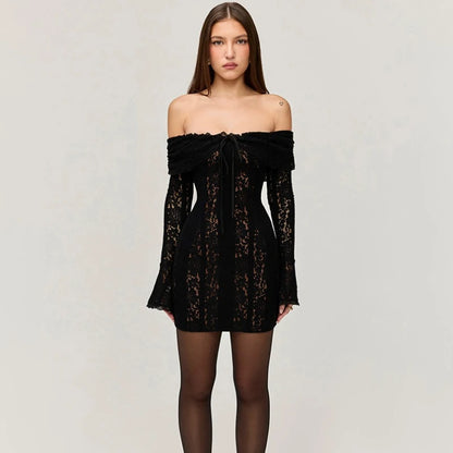 Suninheart Lace Luxe: Off-Shoulder Autumn Dress 2025