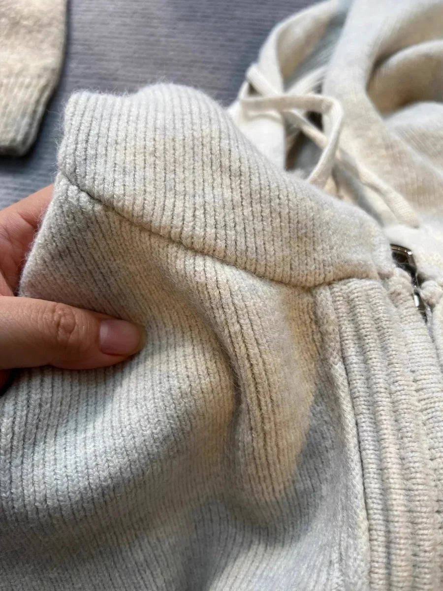 Gray Hooded Knit Sweater Coat Chicchar Fashion