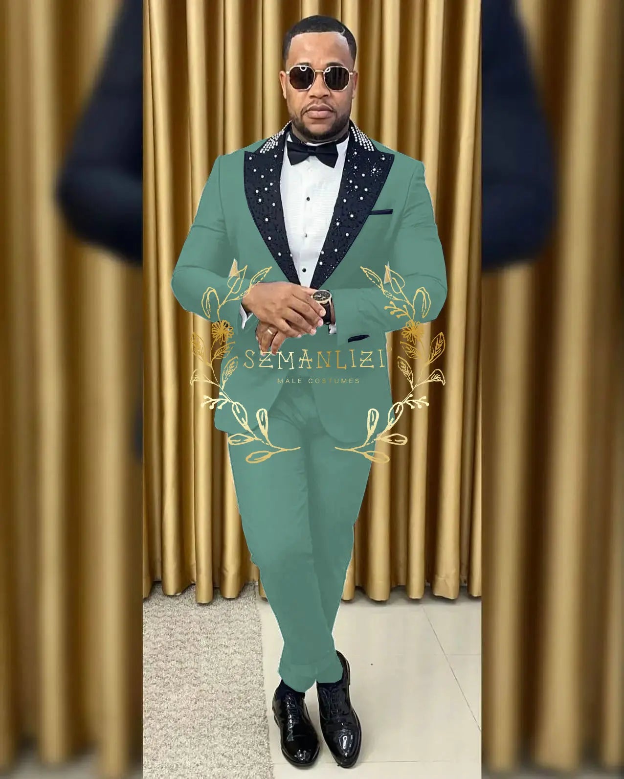 Black Beaded Lapel Tuxedo