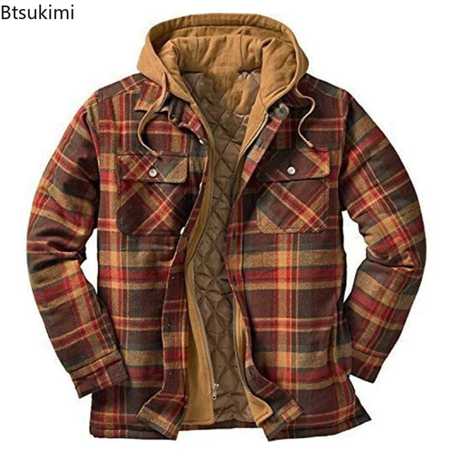 Plaid Hooded Jacket Warm
