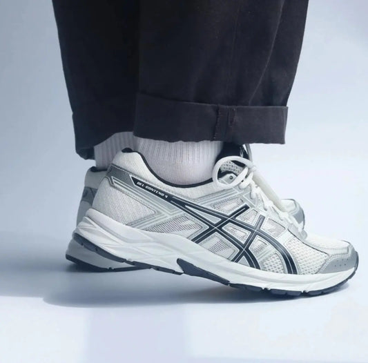 ASICS Versatile Comfortable Shock-absorbing Breathable Low Cut Casual City Commuting Running Shoes for Men White Silver - Chicchar Fashion