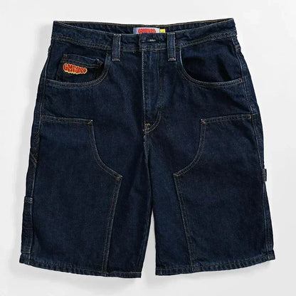 Retro Y2K Patch Denim Shorts - Unisex Casual Wear