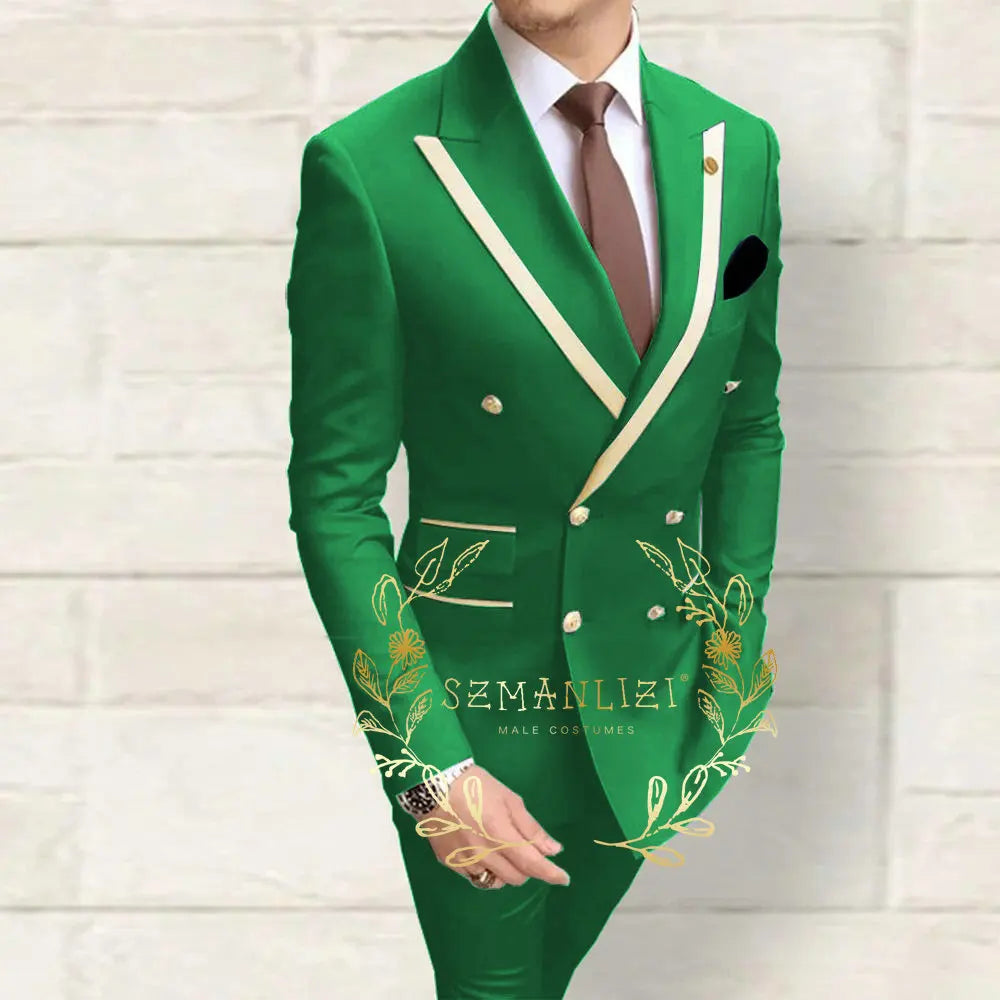 Double Breasted Navy Slim Suit