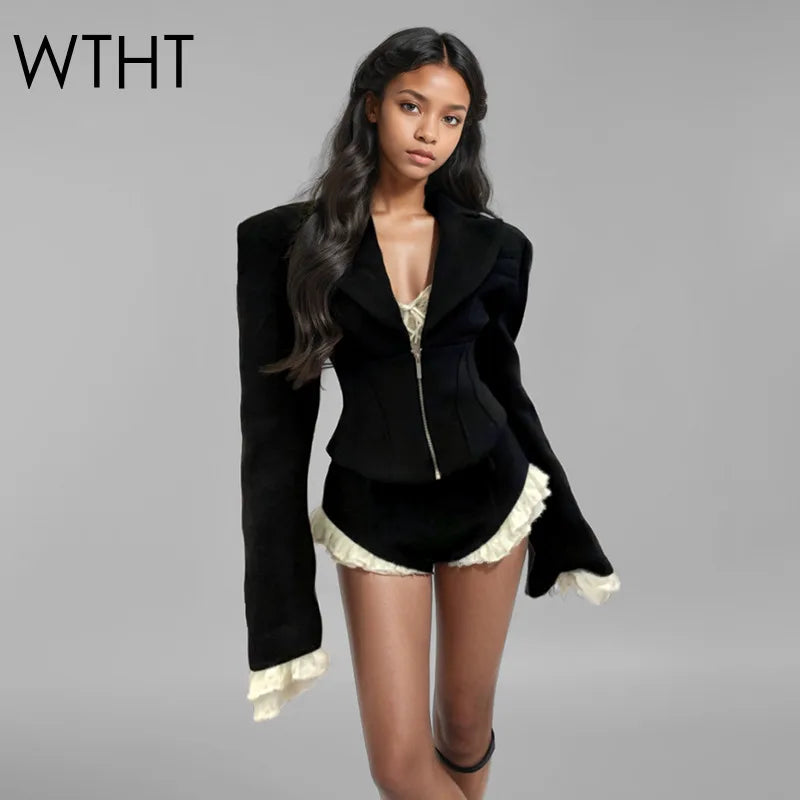 Woolen Blazer High-Waist Set