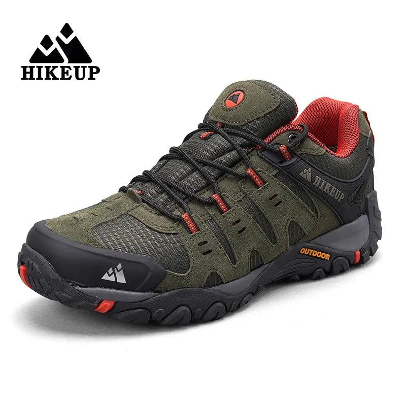 HIKEUP Men's Hiking Shoes Suede Leather Outdoor Shoes Wear-resistant Men Trekking Walking Hunting Tactical Sneakers - Chicchar Fashion