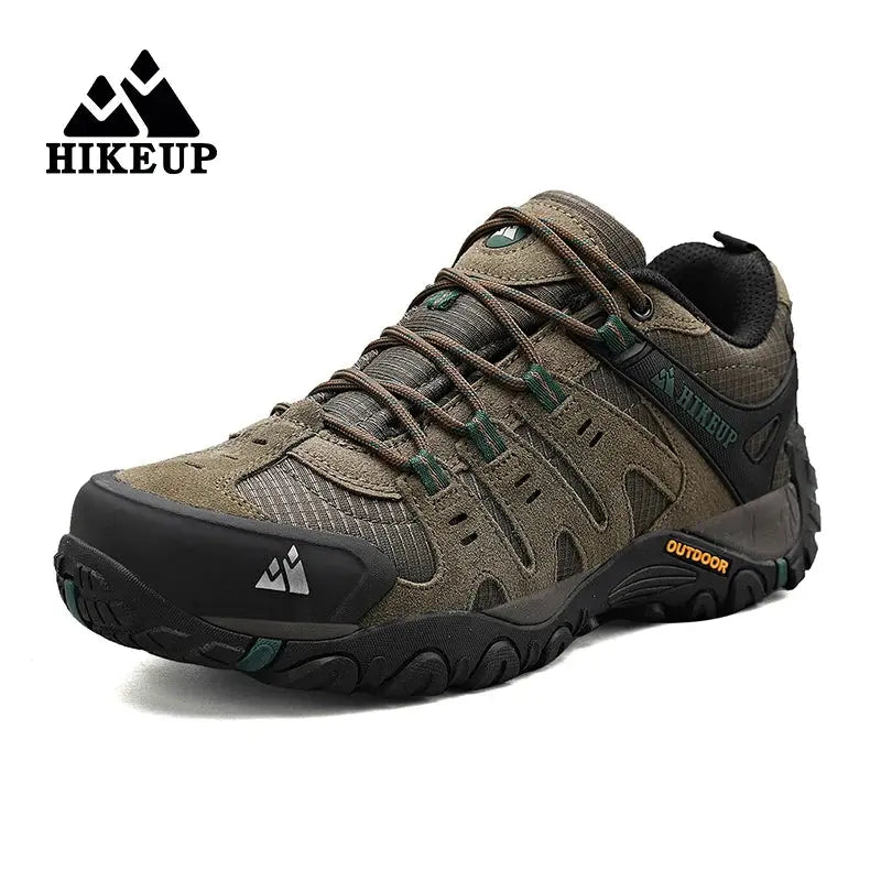 HIKEUP Men's Hiking Shoes Suede Leather Outdoor Shoes Wear-resistant Men Trekking Walking Hunting Tactical Sneakers - Chicchar Fashion