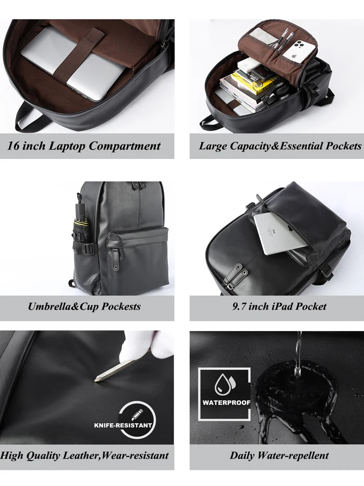 Men Leather Laptop Backpack Large Antitheft Travel Backpack High Quality Fashion Knapsack Bags for Male - Chicchar Fashion