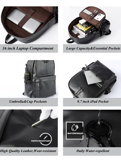 Men Leather Laptop Backpack Large Antitheft Travel Backpack High Quality Fashion Knapsack Bags for Male - Chicchar Fashion