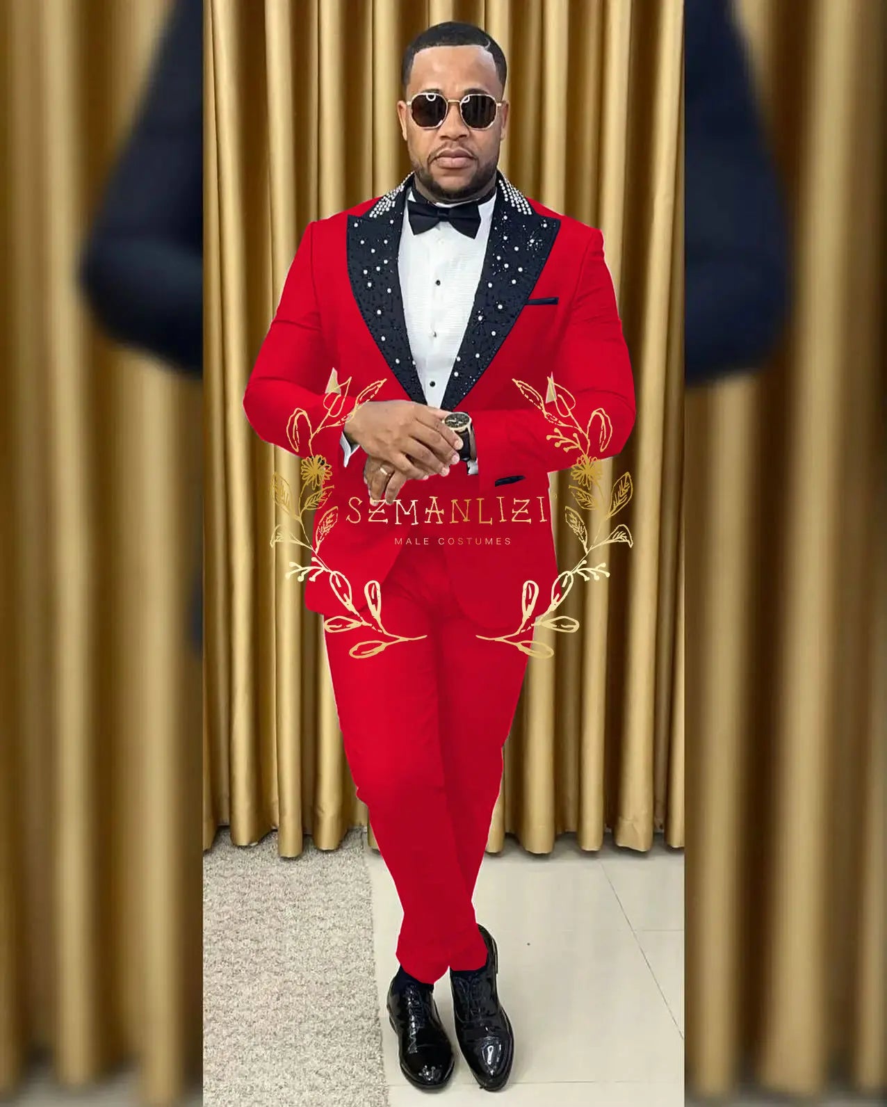 Black Beaded Lapel Tuxedo