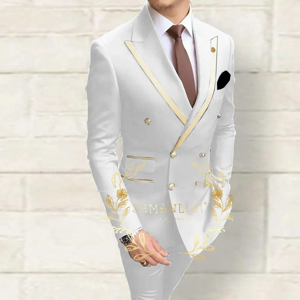 Double Breasted Navy Slim Suit