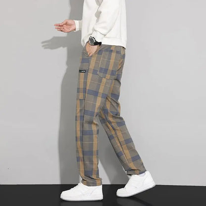 Plaid Harem Cargo Trousers