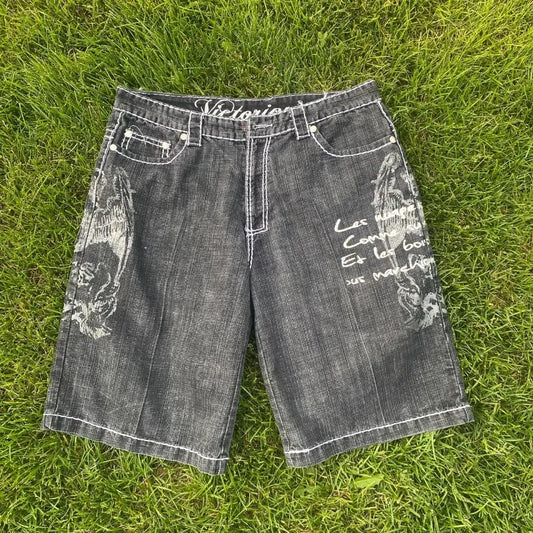 Y2K Embroidered Denim Shorts