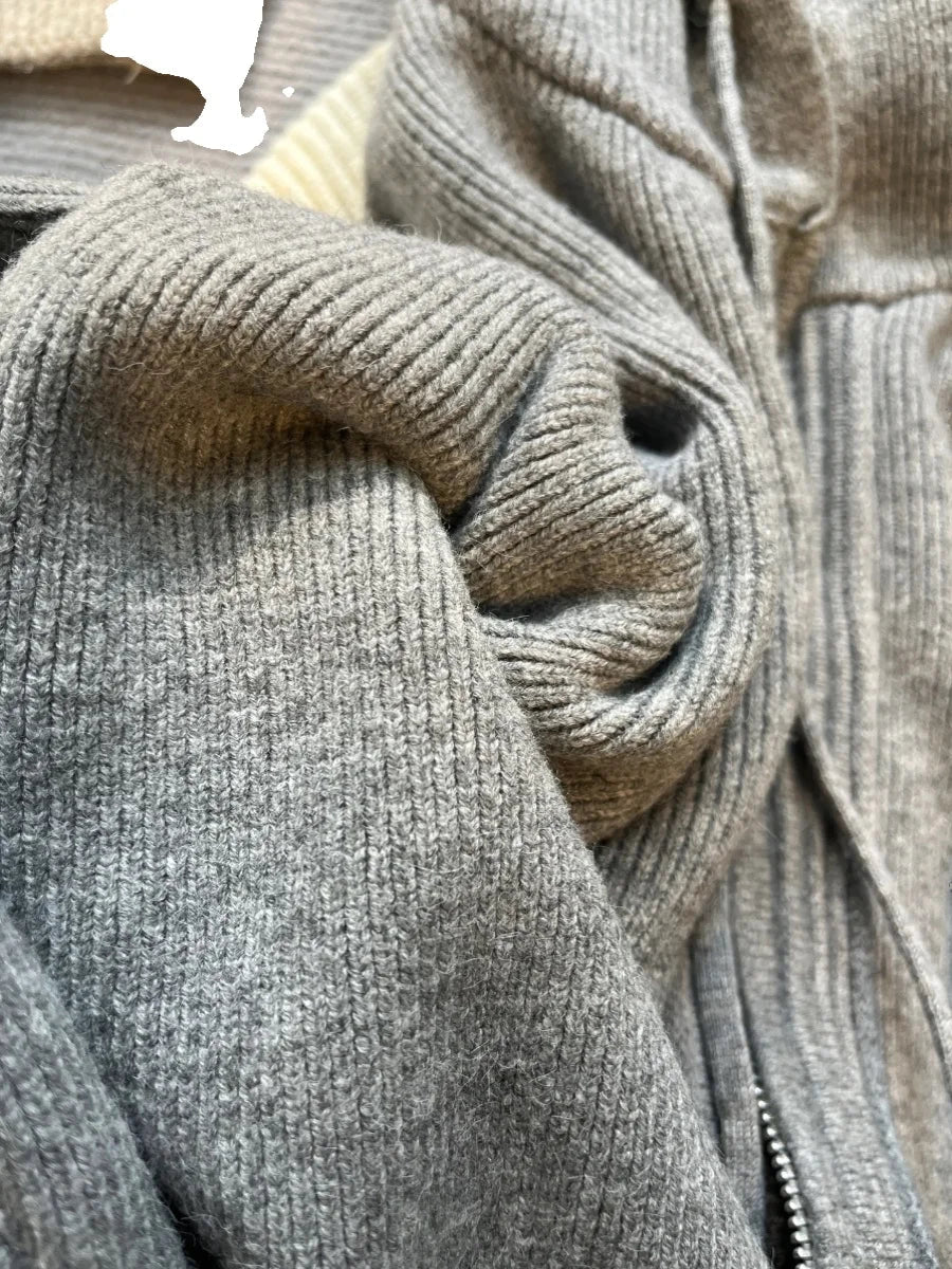 Gray Hooded Knit Sweater Coat Chicchar Fashion