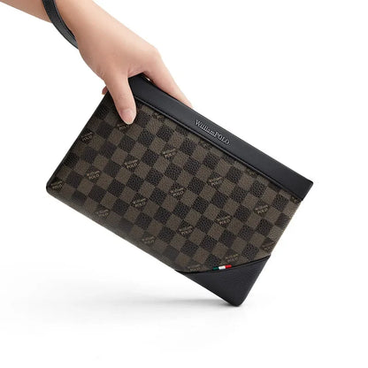 WILLIAMPOLO Men's Luxury Leather Business Clutch Bag