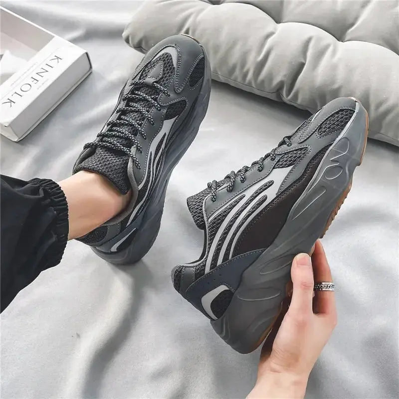 Men's Running Shoes Breathable Mesh Casual Dad Sneakers Polyester Color Block Unisex Slip-On Sports Sneakers Winter Wear - Chicchar Fashion