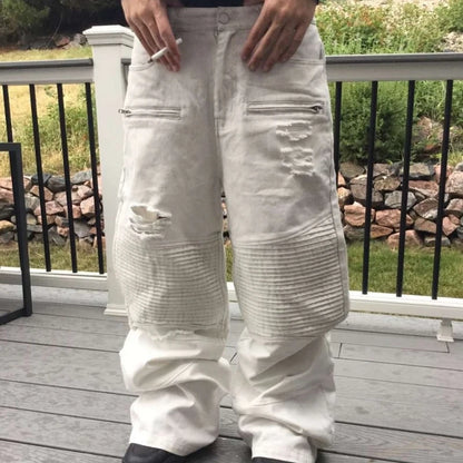 Y2K Biker Denim Zipped Jeans