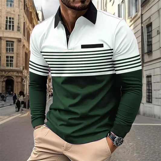 Men's Striped 3D Polo