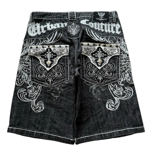 Gothic Cotton Denim Shorts