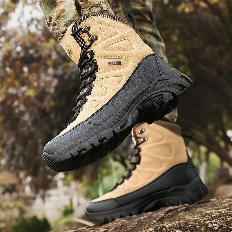 CHRLCK Men's Spring Autumn Hunting Tactical Boots Outdoor Waterproof Anti-slip Color-blocking Boots Men Military Hiking Shoes - Chicchar Fashion