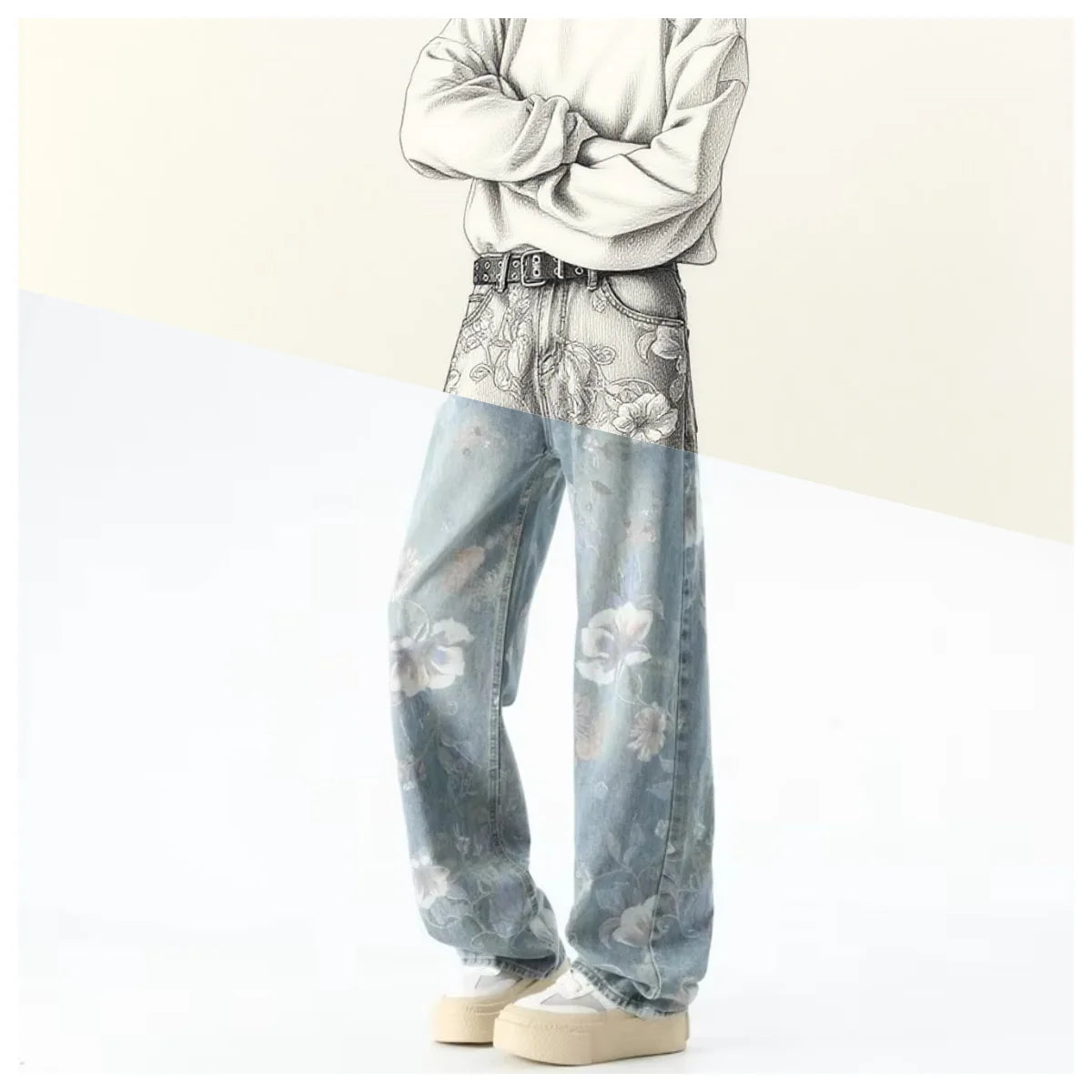 Y2K Graffiti Baggy Denim