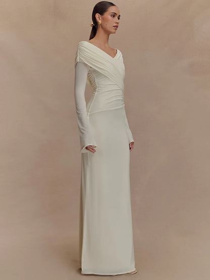 V-Neck Ruched Maxi Dress