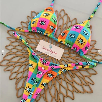 Halter Lace-Up Thong Bikini