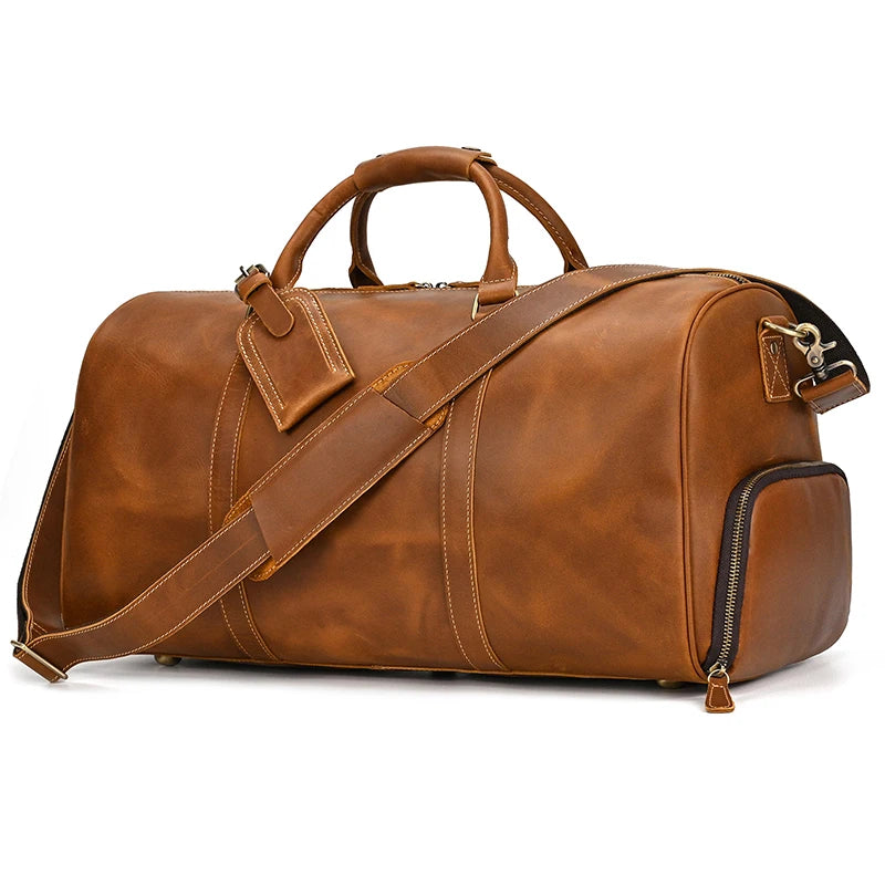 Opulent Voyage: Unisex Leather Travel Duffle Bag