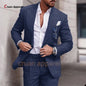 Sky Blue Linen Slim Suit