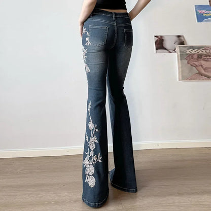 Y2K Floral Embroidered Jeans