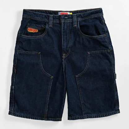 Wide Leg Denim Patch Shorts