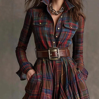 Plaid Polyester Maxi Dress