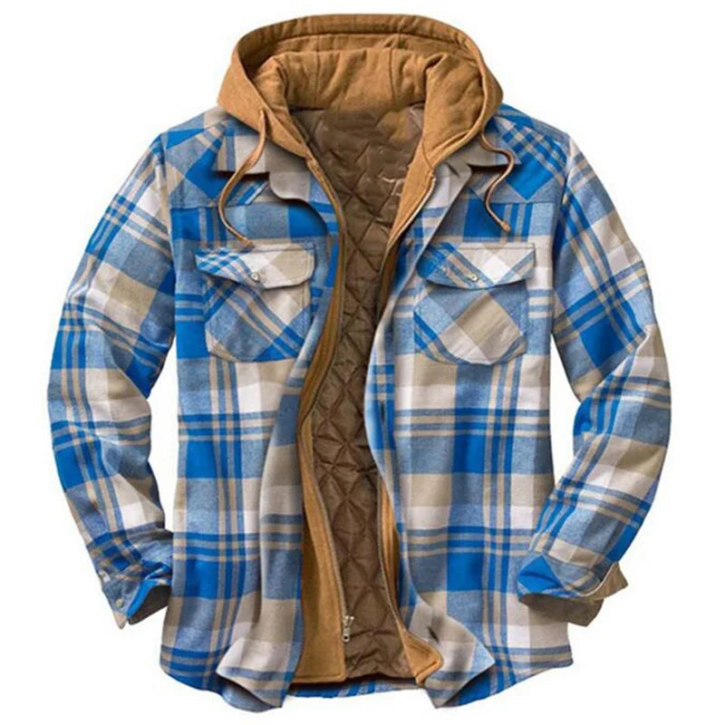 Plaid Hooded Jacket Warm