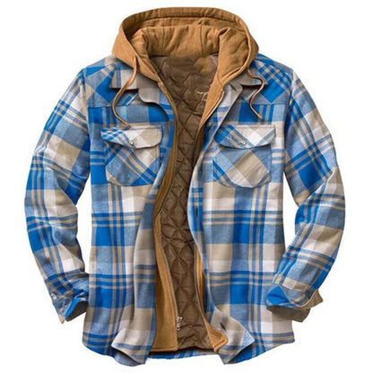 Plaid Hooded Jacket Warm