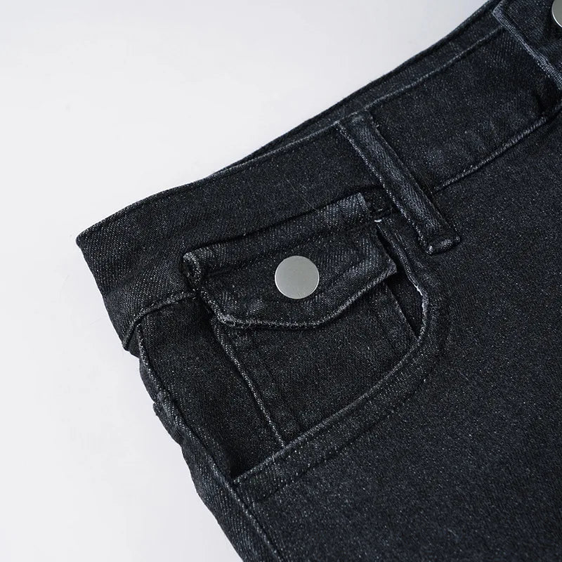 Fluffy Denim Low-Waist Shorts