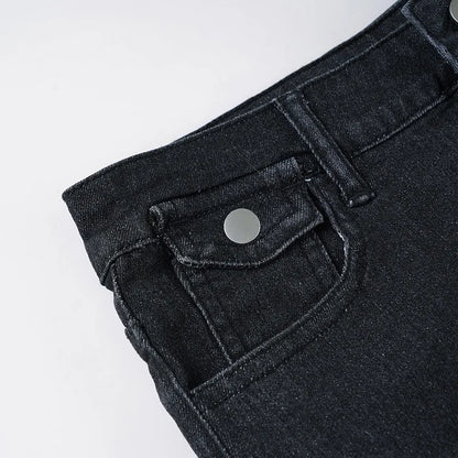 Fluffy Denim Low-Waist Shorts