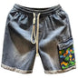 Denim Pinch Shorts Polyester