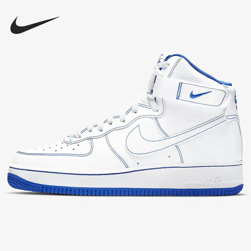 Nike genuine Air Force 1 AF1 white and blue high top men's air force board shoes CV1753-101 - Chicchar Fashion