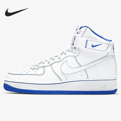 Nike genuine Air Force 1 AF1 white and blue high top men's air force board shoes CV1753-101 - Chicchar Fashion