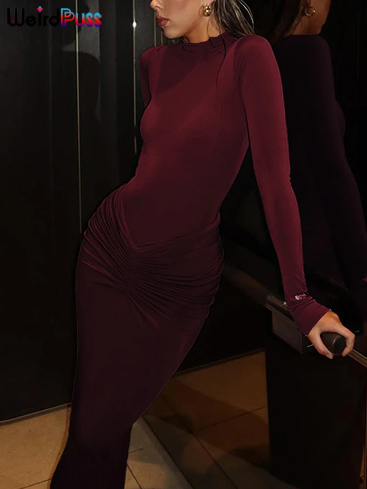 Ruched Bodycon Dress Polyester