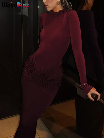 Ruched Bodycon Dress Polyester