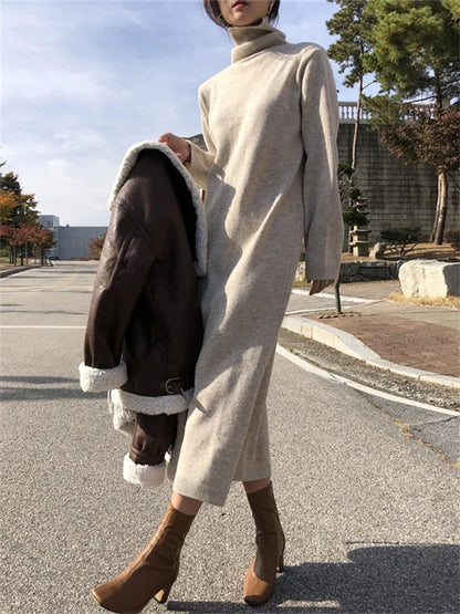 Wool Acrylic Turtleneck Dress