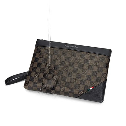 WILLIAMPOLO Men's Luxury Leather Business Clutch Bag