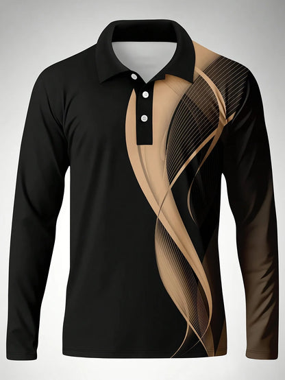 Men's Geometric Polyester Polo