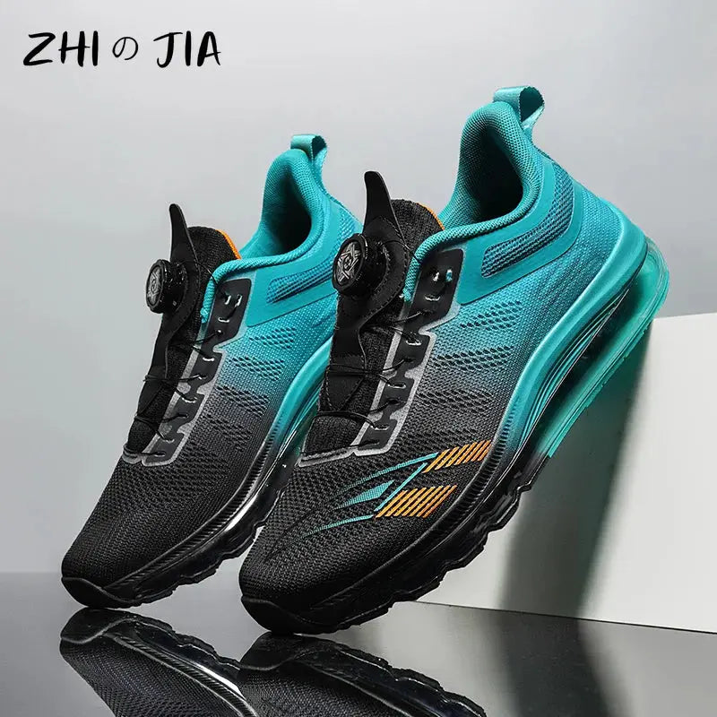 New Rotating Buckle Sports and Casual Shoes Men's Air Cushion Running Shoes Large Mesh Breathable Shoes Outdoor Fashion Footwear - Chicchar Fashion