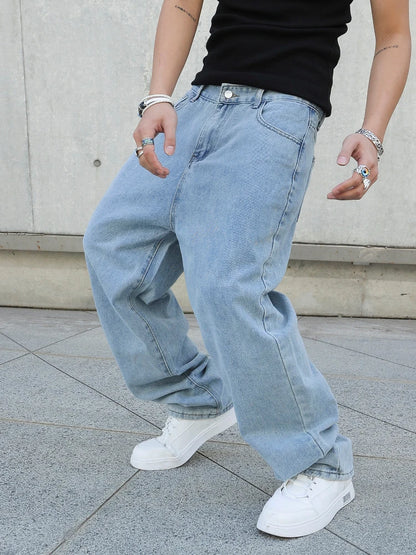 Men Loose Denim Wide Leg Jeans