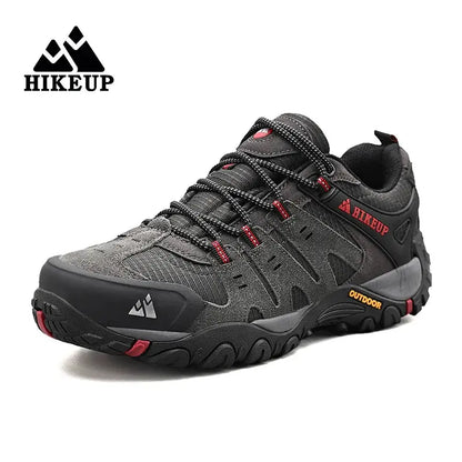 HIKEUP Men's Hiking Shoes Suede Leather Outdoor Shoes Wear-resistant Men Trekking Walking Hunting Tactical Sneakers - Chicchar Fashion