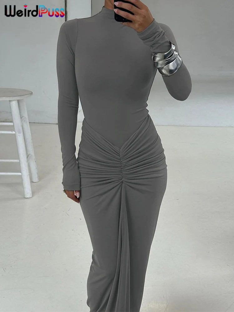 Ruched Bodycon Dress Polyester