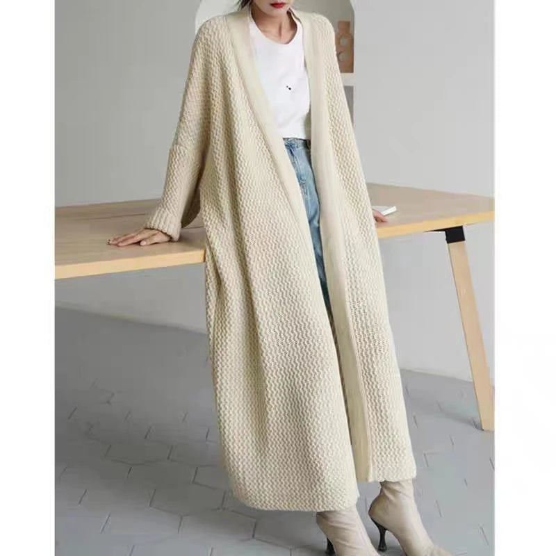 Knitted Long V-Neck Cardigan Chicchar Fashion